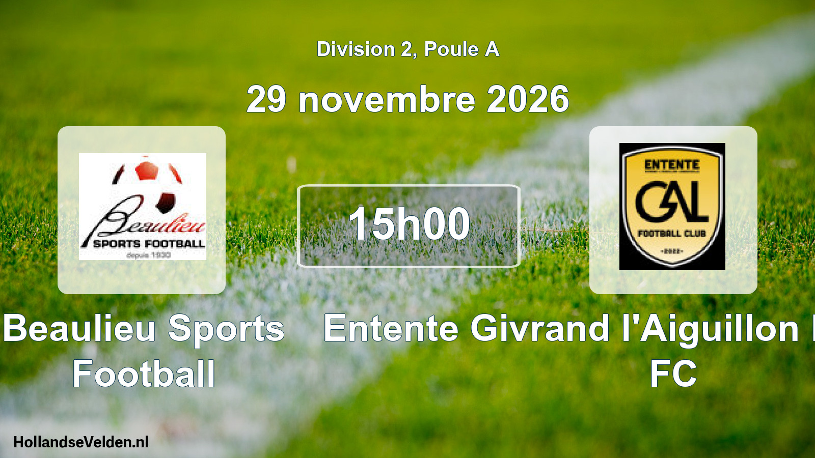 Scheduled Match: Beaulieu Sports Football - Entente Givrand l'Aiguillon Landevieille FC (29 November 2026)