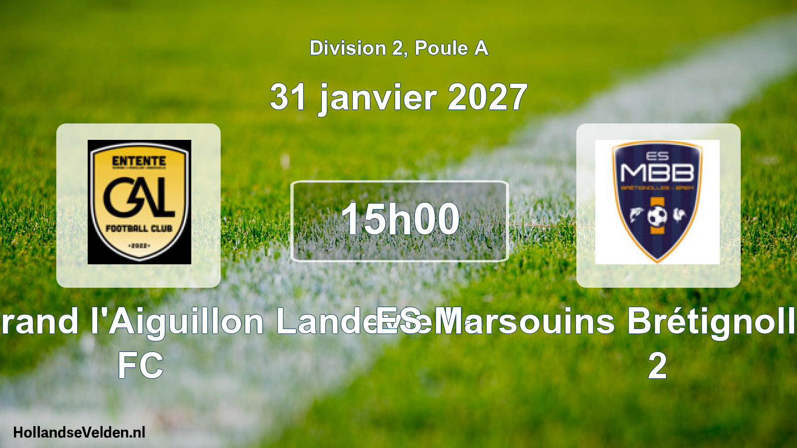 Geplande wedstrijd: Entente Givrand l'Aiguillon Landevieille FC - ES Marsouins Brétignolles-Brem 2 (31 januari 2027)