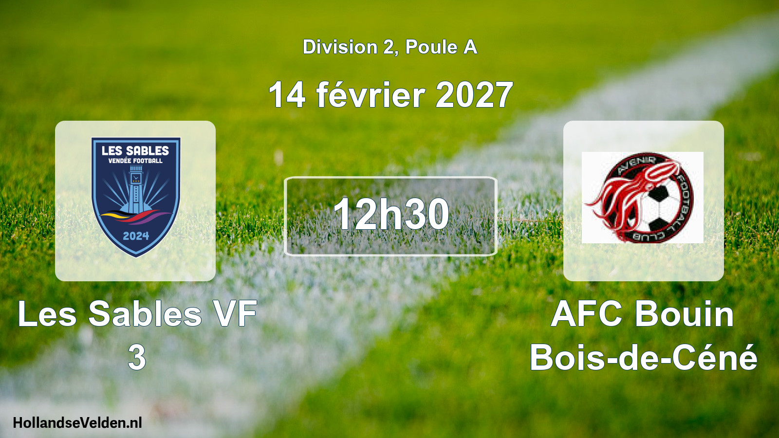 Geplande wedstrijd: Les Sables VF 3 - AFC Bouin Bois-de-Céné (14 februari 2027)