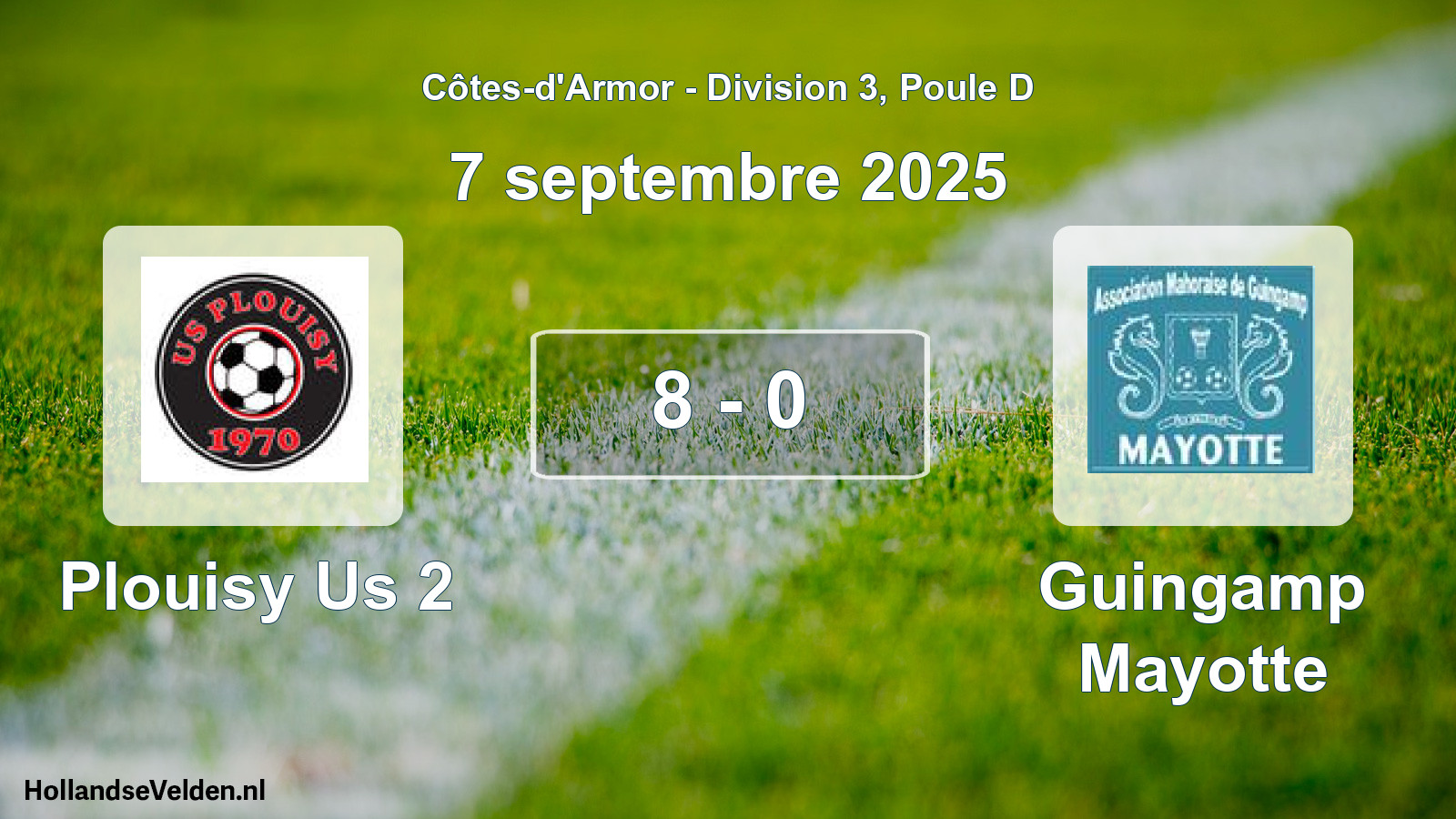 Gespeelde wedstrijd: Plouisy Us 2 - Guingamp Mayotte 8 - 0 (7 september 2025)