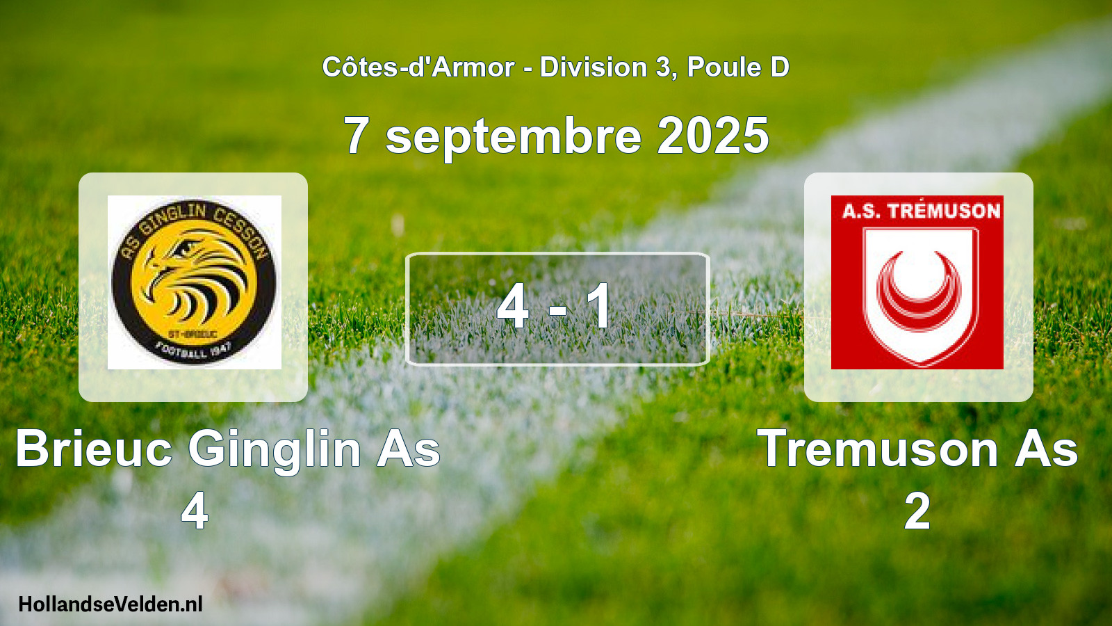 Gespeelde wedstrijd: St Brieuc Ginglin As 4 - Tremuson As 2 4 - 1 (7 septembre 2025)