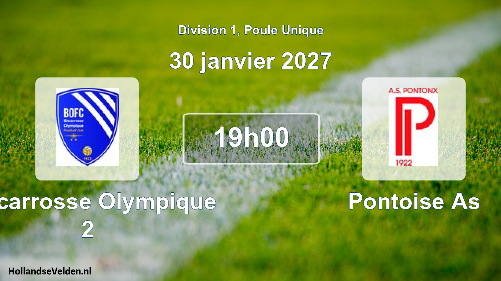 Scheduled Match: Biscarrosse Olympique 2 - Pontoise As (30 January 2027)