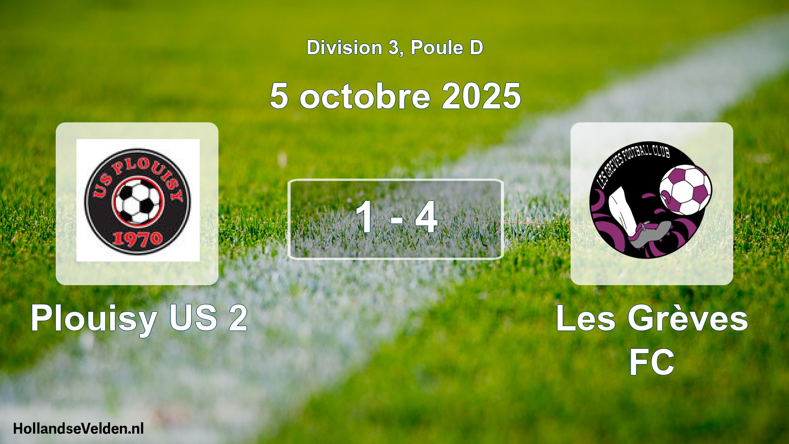 Gespeelde wedstrijd: Plouisy US 2 - Les Grèves FC 1 - 4 (5 oktober 2025)