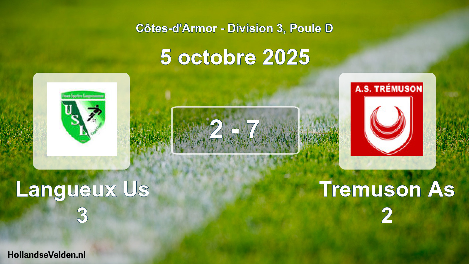 Gespeelde wedstrijd: Langueux Us 3 - Tremuson As 2 2 - 7 (5 octobre 2025)