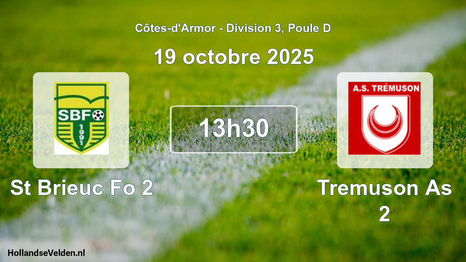 Geplande wedstrijd: St Brieuc Fo 2 - Tremuson As 2 (19 octobre 2025)