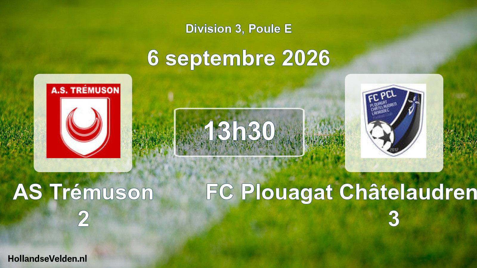 Match programmé: AS Trémuson 2 - FC Plouagat Châtelaudren Lanrodec 3 (6 septembre 2026)