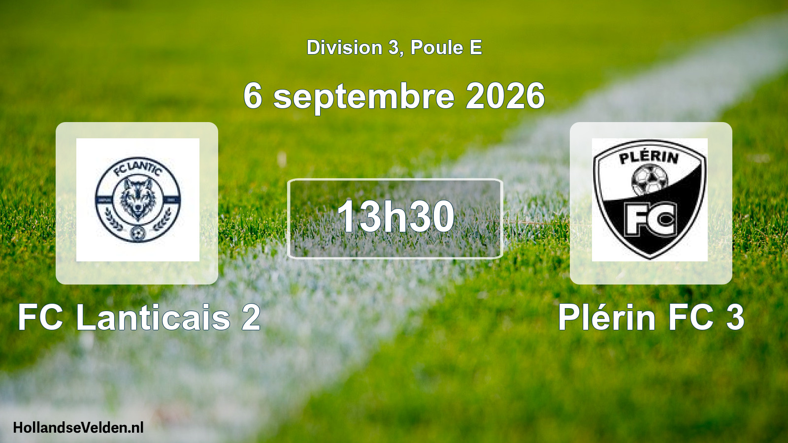 Match programmé: FC Lanticais 2 - Plérin FC 3 (6 septembre 2026)