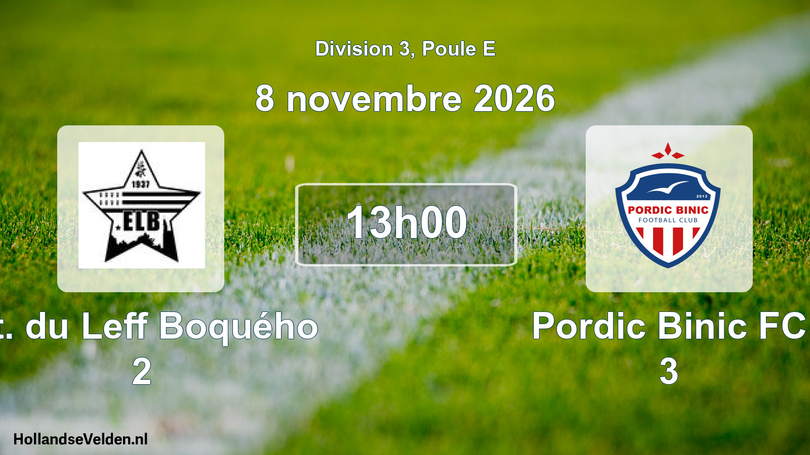 Match programmé: Et. du Leff Boquého 2 - Pordic Binic FC 3 (8 novembre 2026)