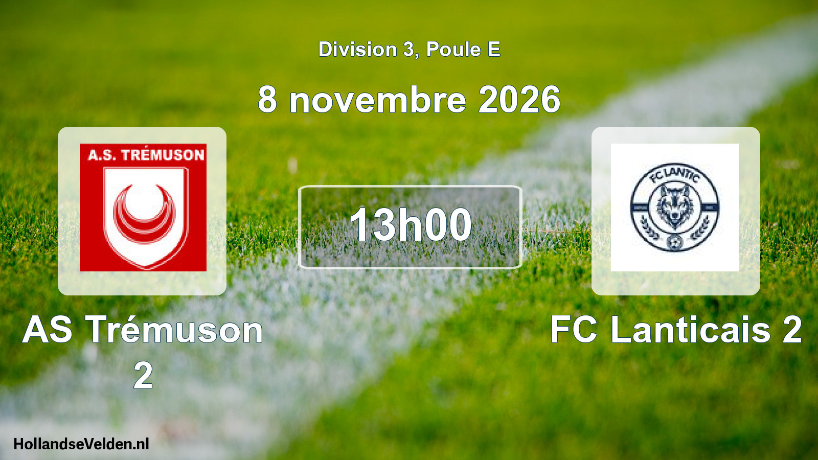 Match programmé: AS Trémuson 2 - FC Lanticais 2 (8 novembre 2026)