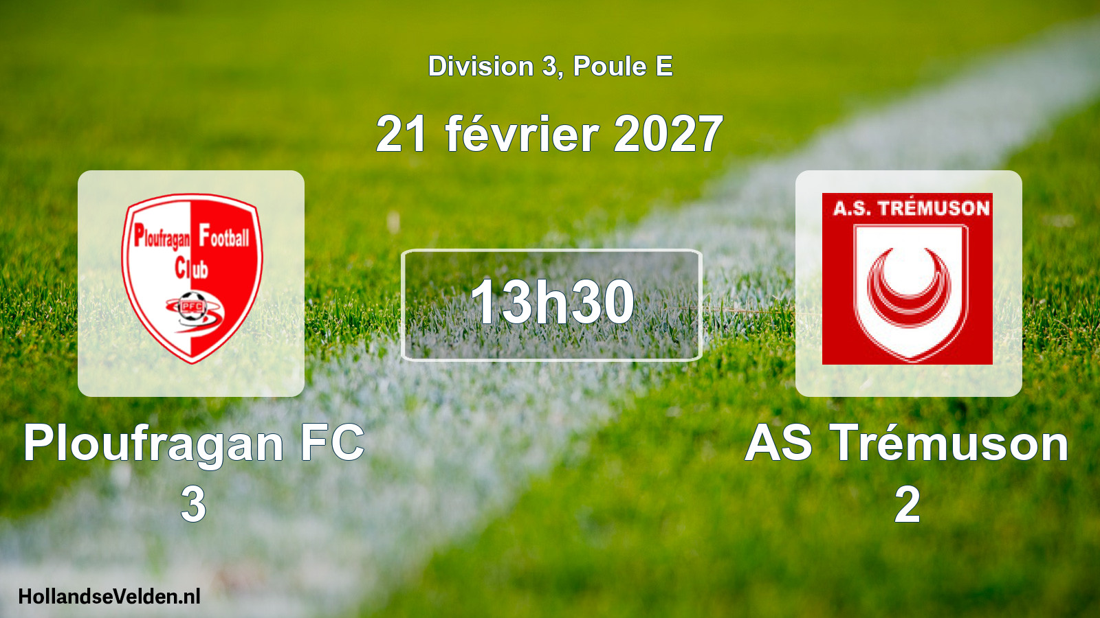 Match programmé: Ploufragan FC 3 - AS Trémuson 2 (21 février 2027)