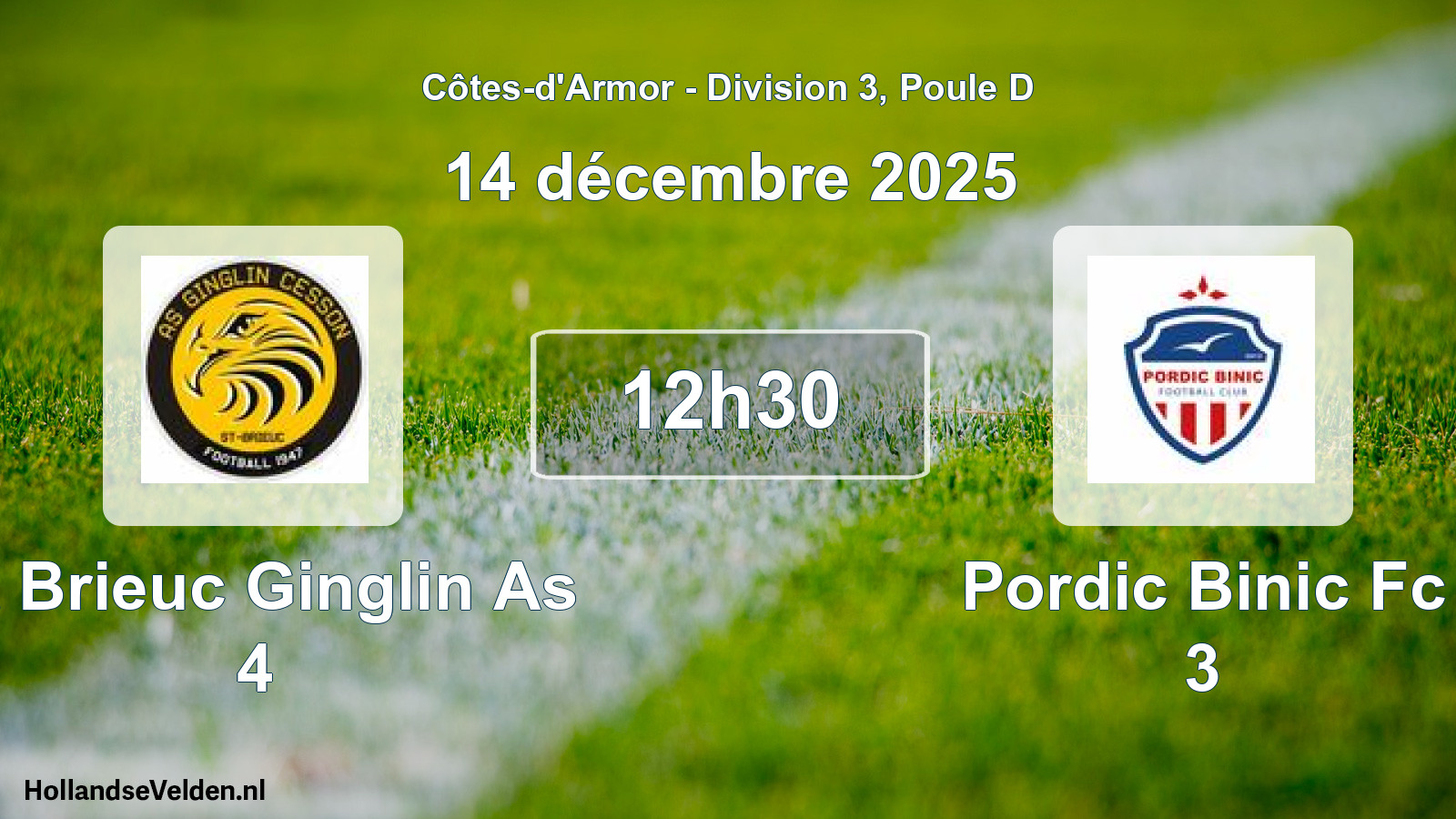 Scheduled Match: St Brieuc Ginglin As 4 - Pordic Binic Fc 3 (14 December 2025)