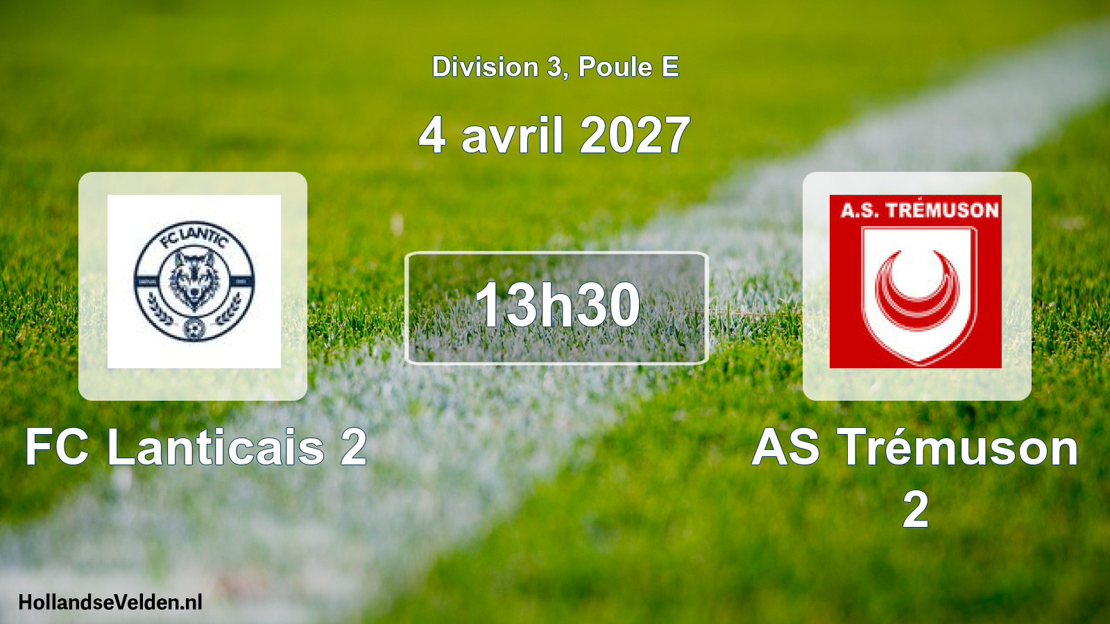 Match programmé: FC Lanticais 2 - AS Trémuson 2 (4 avril 2027)