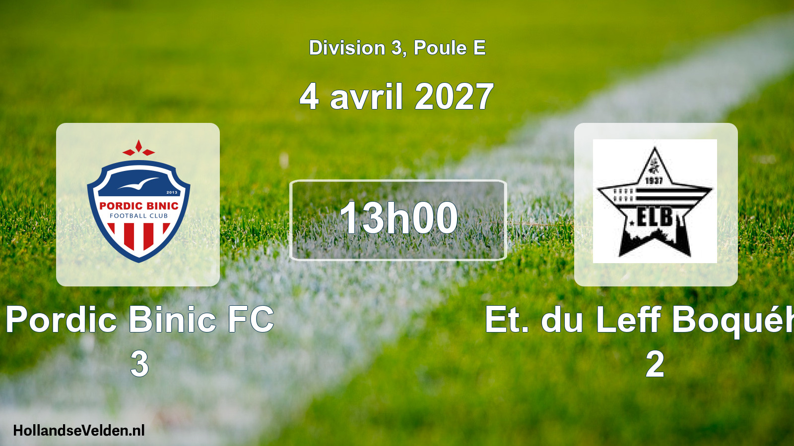 Match programmé: Pordic Binic FC 3 - Et. du Leff Boquého 2 (4 avril 2027)