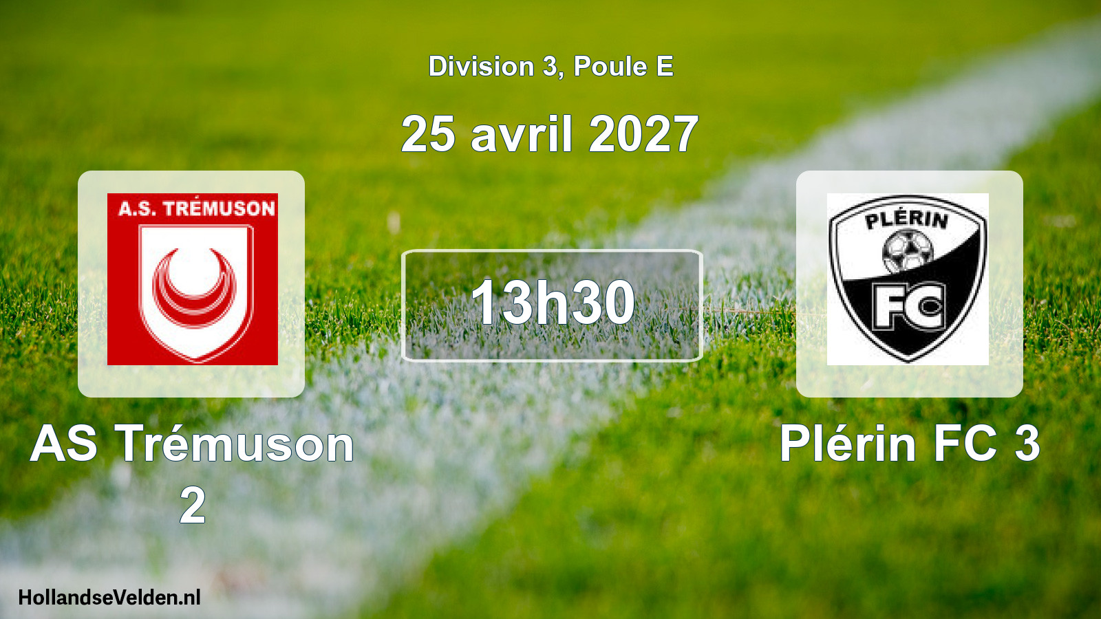 Match programmé: AS Trémuson 2 - Plérin FC 3 (25 avril 2027)