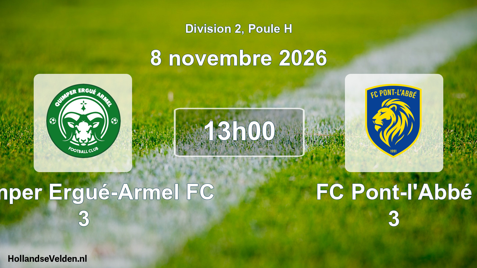 Scheduled Match: Quimper Ergué-Armel FC 3 - FC Pont-l'Abbé 3 (8 November 2026)