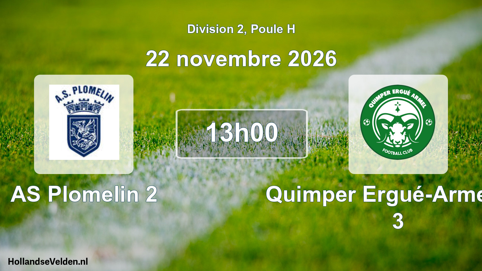 Match programmé: AS Plomelin 2 - Quimper Ergué-Armel FC 3 (22 novembre 2026)