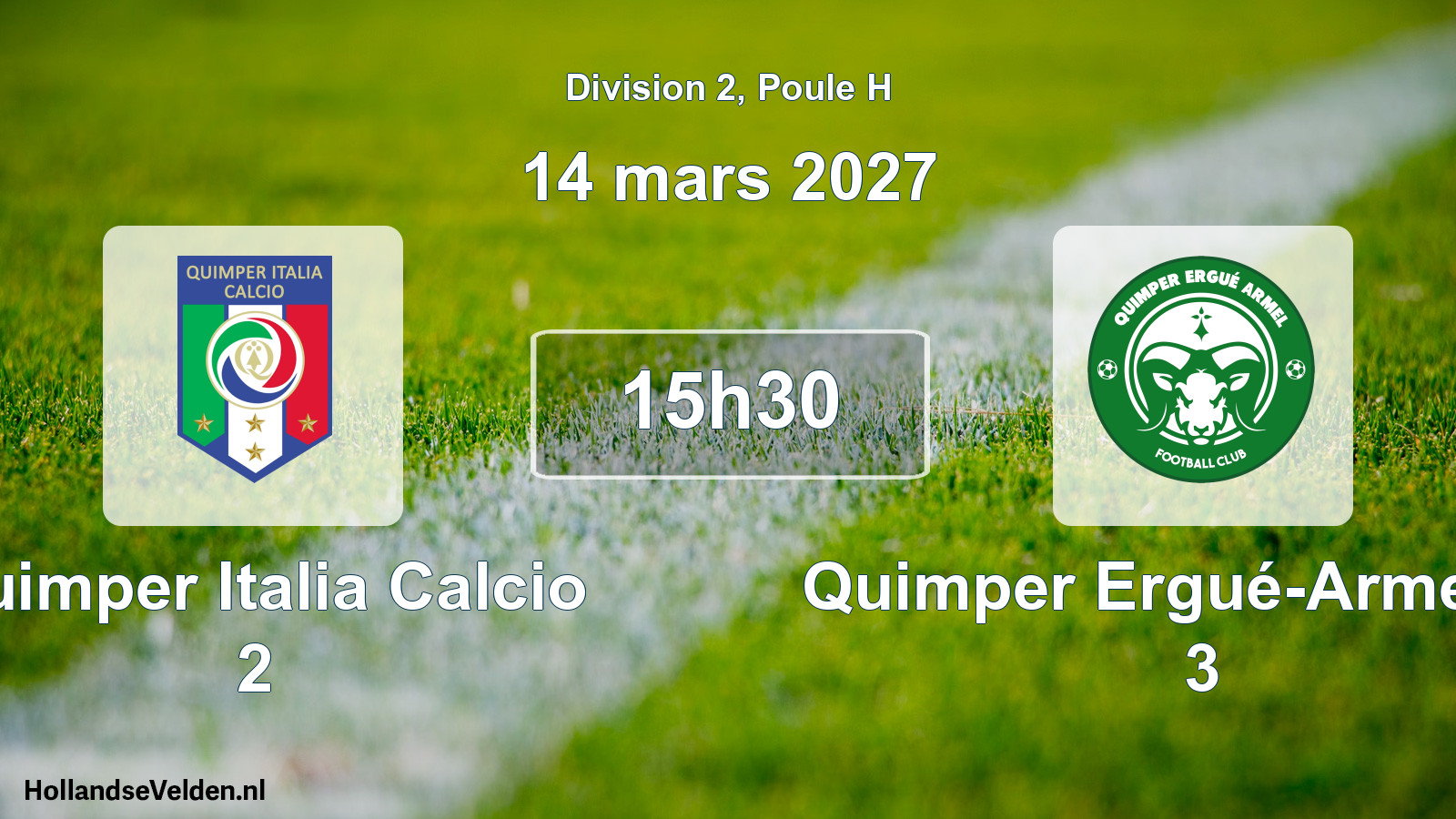 Match programmé: Quimper Italia Calcio 2 - Quimper Ergué-Armel FC 3 (14 mars 2027)