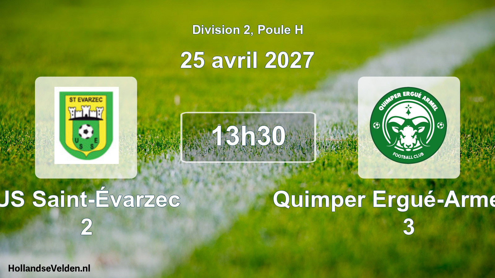 Match programmé: US Saint-Évarzec 2 - Quimper Ergué-Armel FC 3 (25 avril 2027)