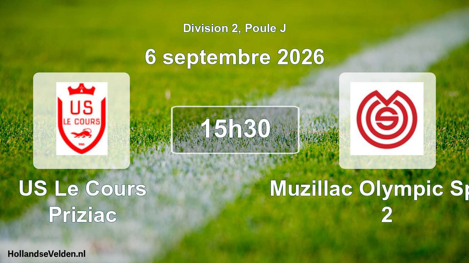 Scheduled Match: US Le Cours Priziac - Muzillac Olympic Sport 2 (6 September 2026)