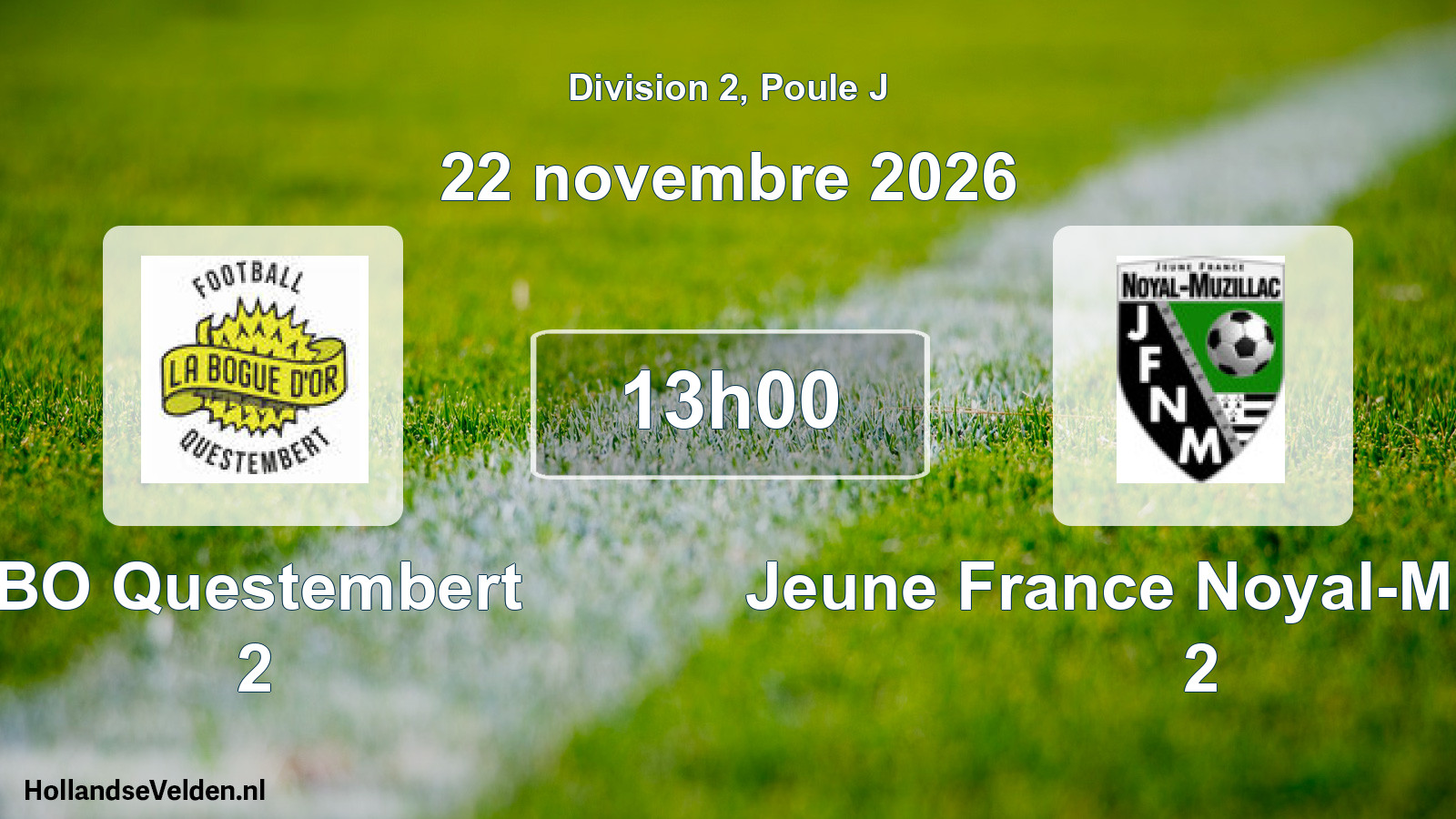 Match programmé: BO Questembert 2 - Jeune France Noyal-Muzillac 2 (22 novembre 2026)