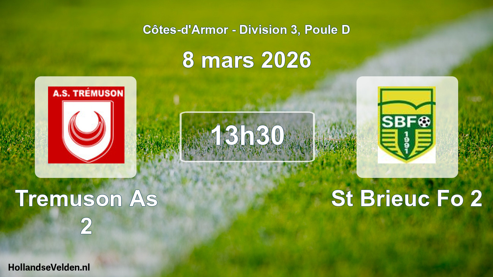 Geplande wedstrijd: Tremuson As 2 - St Brieuc Fo 2 (8 mars 2026)