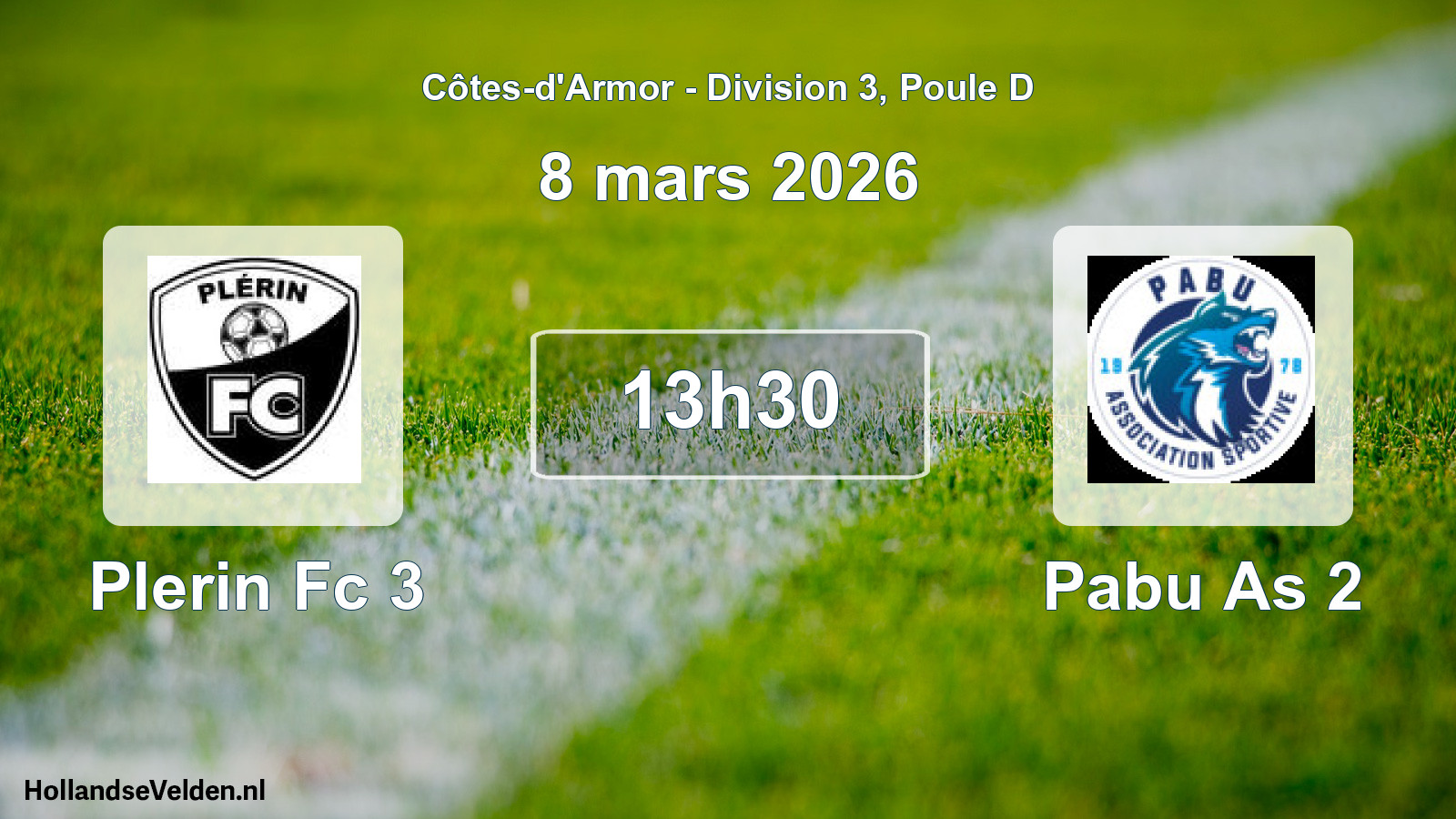 Geplande wedstrijd: Plerin Fc 3 - Pabu As 2 (8 mars 2026)