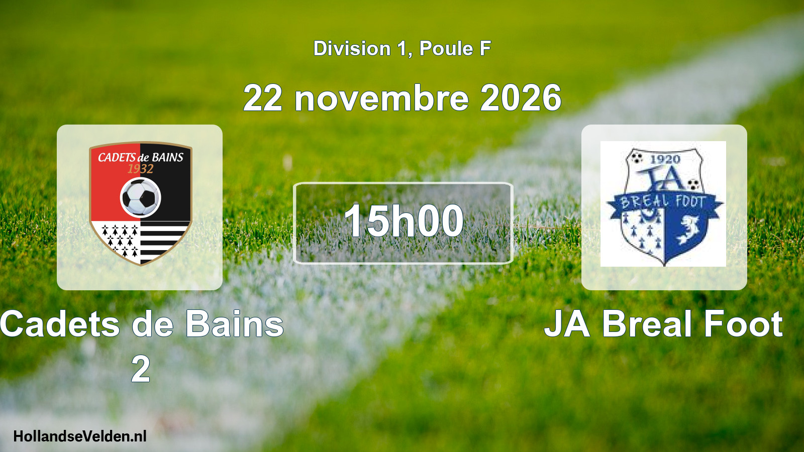 Scheduled Match: Cadets de Bains 2 - JA Breal Foot (22 November 2026)