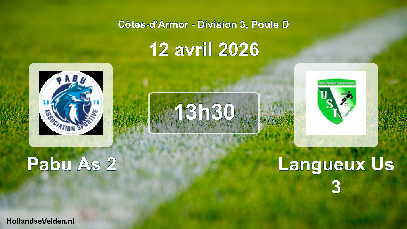 Geplande wedstrijd: Pabu As 2 - Langueux Us 3 (12 avril 2026)