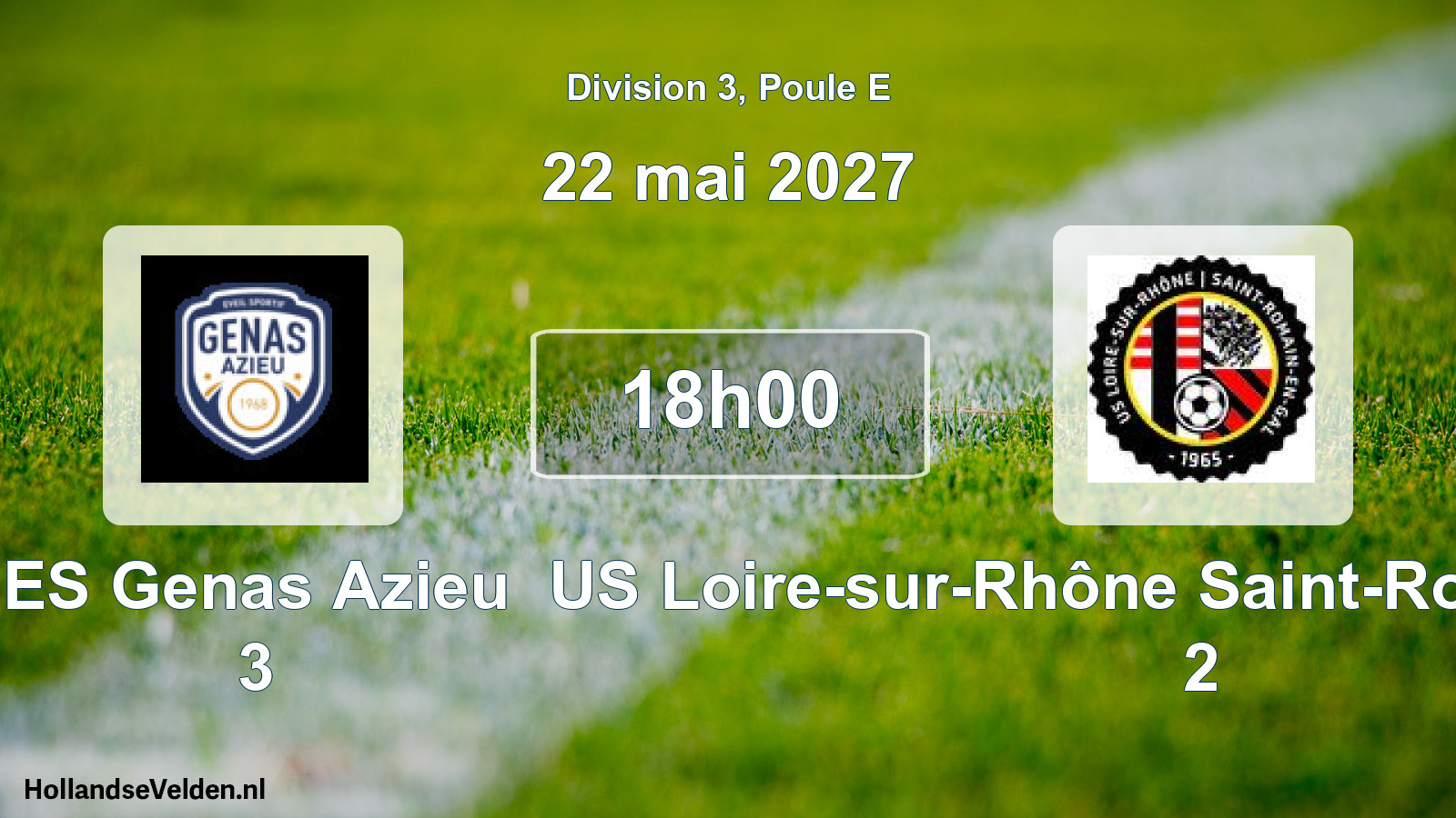 Match programmé: ES Genas Azieu 3 - US Loire-sur-Rhône Saint-Romain-en-Gal 2 (22 mai 2027)