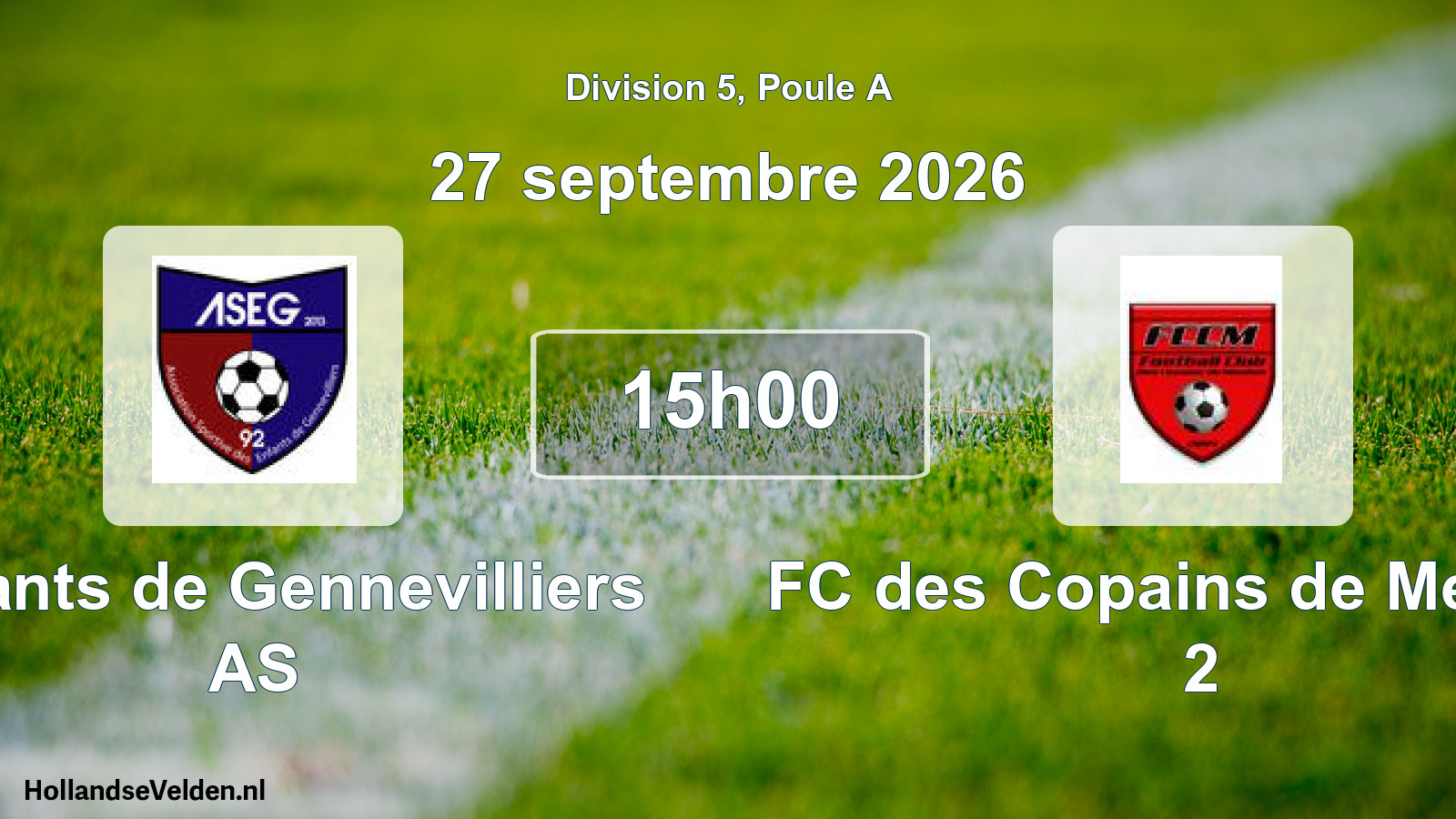 Scheduled Match: Enfants de Gennevilliers AS - FC des Copains de Meudon 2 (27 September 2026)