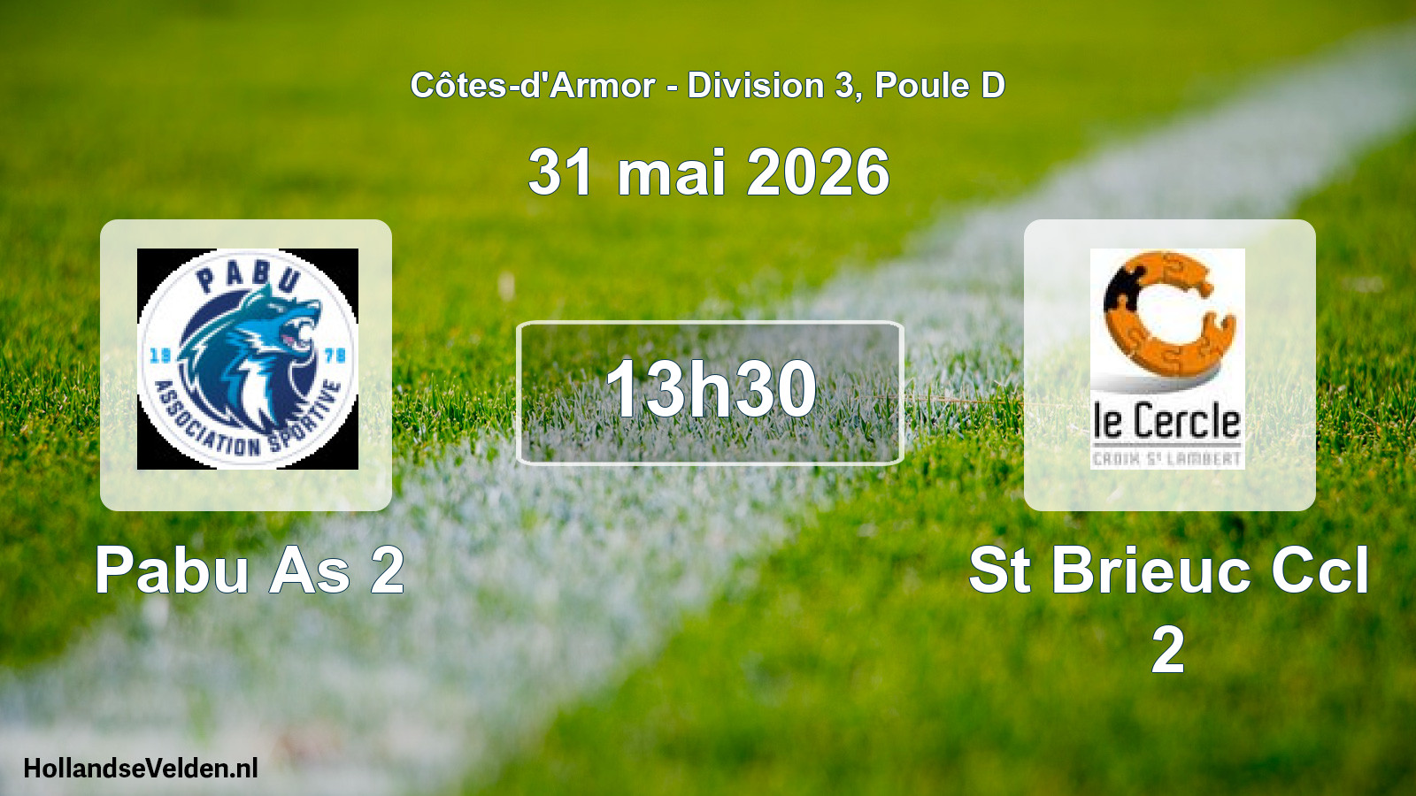 Geplande wedstrijd: Pabu As 2 - St Brieuc Ccl 2 (31 mai 2026)