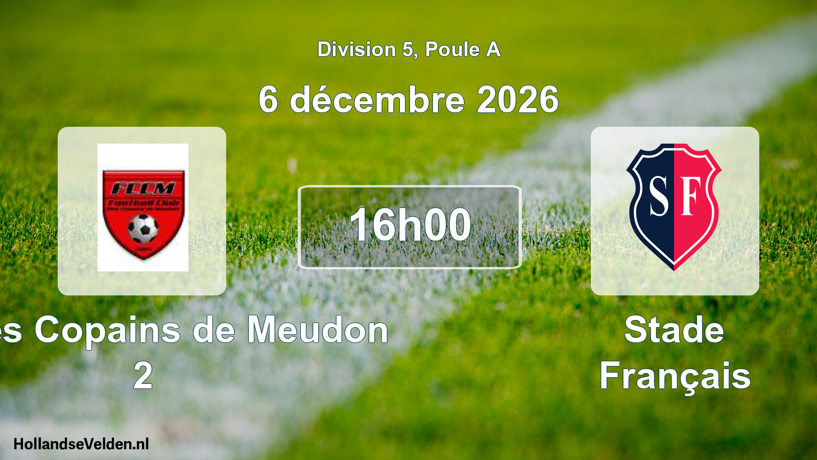 Scheduled Match: FC des Copains de Meudon 2 - Stade Français (6 December 2026)