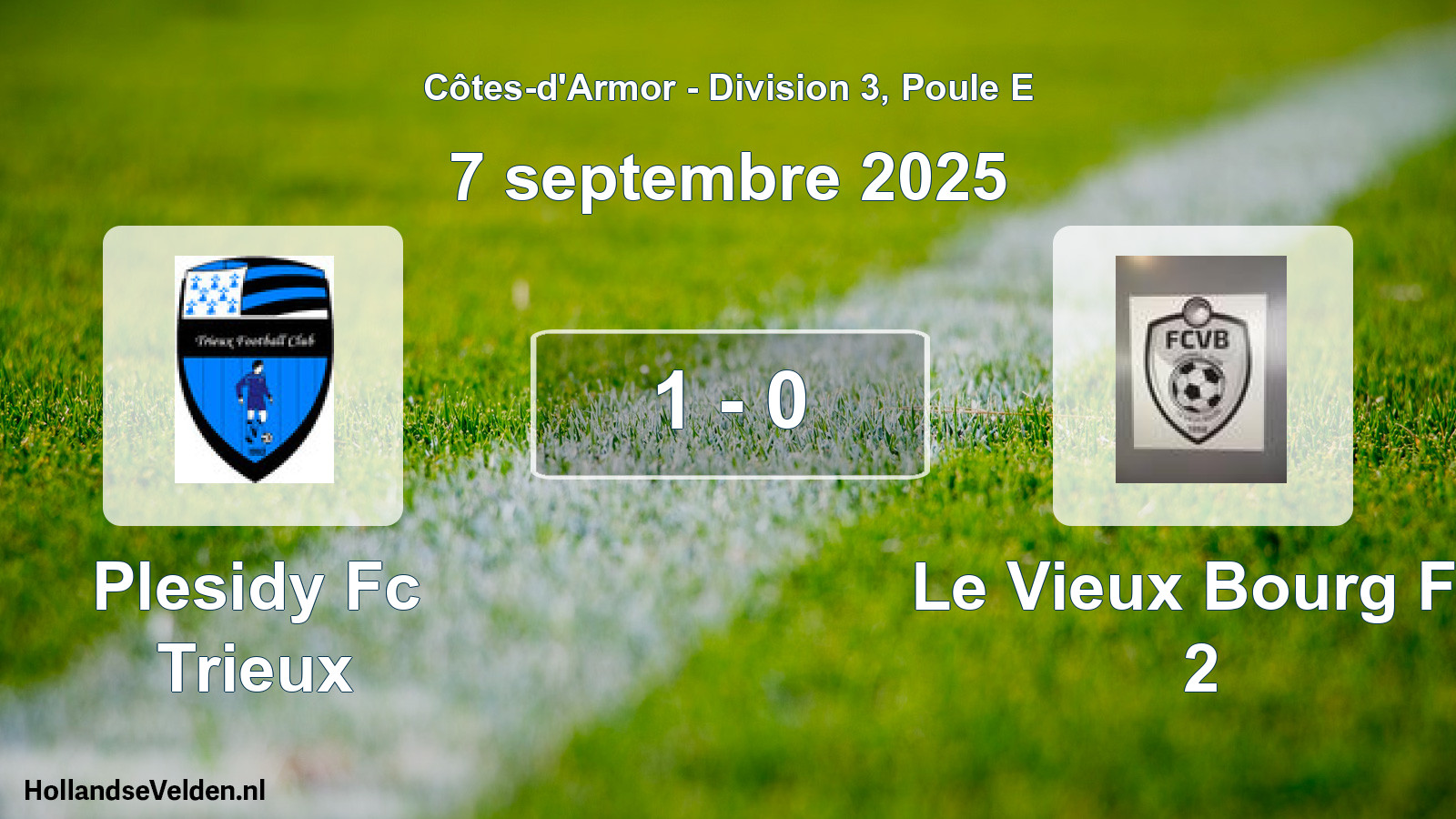 Gespeelde wedstrijd: Plesidy Fc Trieux - Le Vieux Bourg Fc 2 1 - 0 (7 septembre 2025)