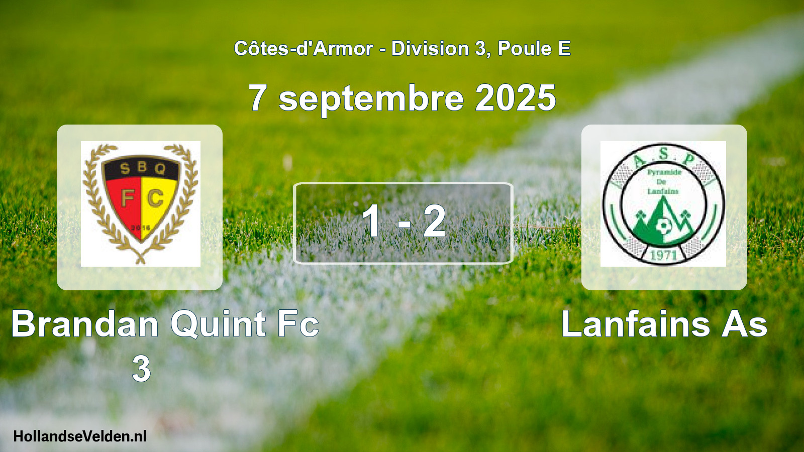 Gespeelde wedstrijd: St Brandan Quint Fc 3 - Lanfains As 1 - 2 (7 septembre 2025)