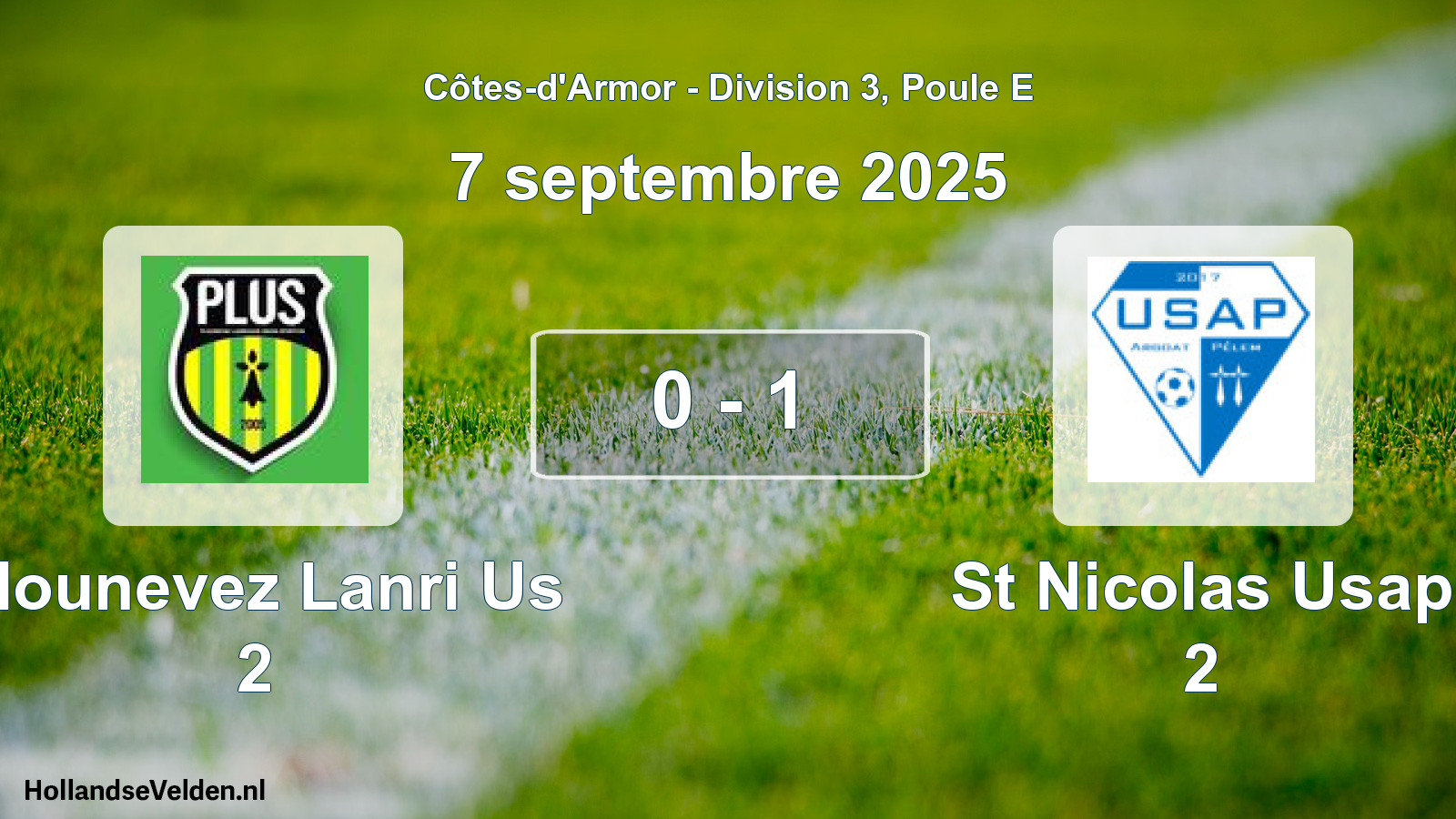 Total number of matches played: Plounevez Lanri Us 2 - St Nicolas Usap 2 0 - 1 (7 September 2025)