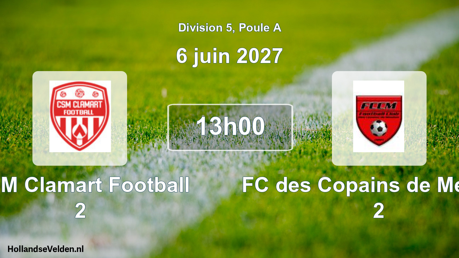 Scheduled Match: CSM Clamart Football 2 - FC des Copains de Meudon 2 (6 June 2027)