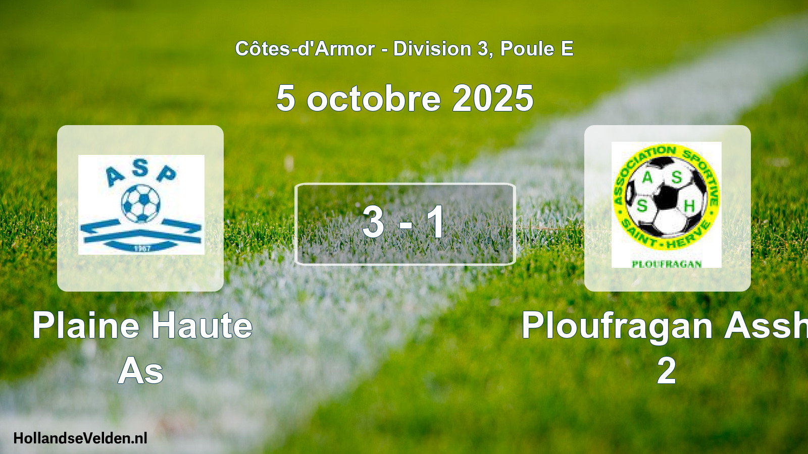 Gespeelde wedstrijd: Plaine Haute As - Ploufragan Assh 2 3 - 1 (5 oktober 2025)