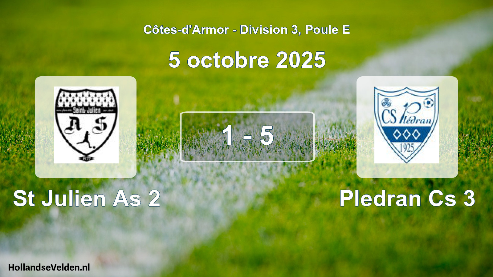 Gespeelde wedstrijd: St Julien As 2 - Pledran Cs 3 1 - 5 (5 oktober 2025)