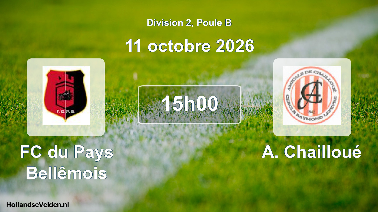 Match programmé: FC du Pays Bellêmois - A. Chailloué (11 octobre 2026)