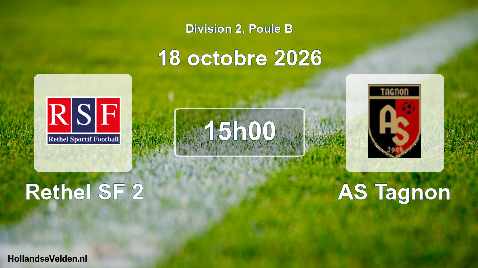 Match programmé: Rethel SF 2 - AS Tagnon (18 octobre 2026)