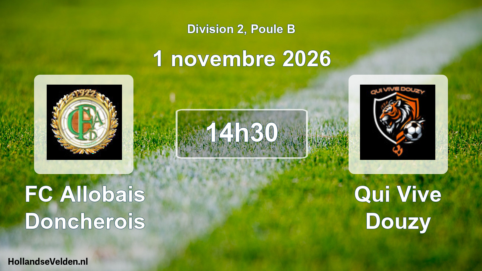 Match programmé: FC Allobais Doncherois - Qui Vive Douzy (1 novembre 2026)