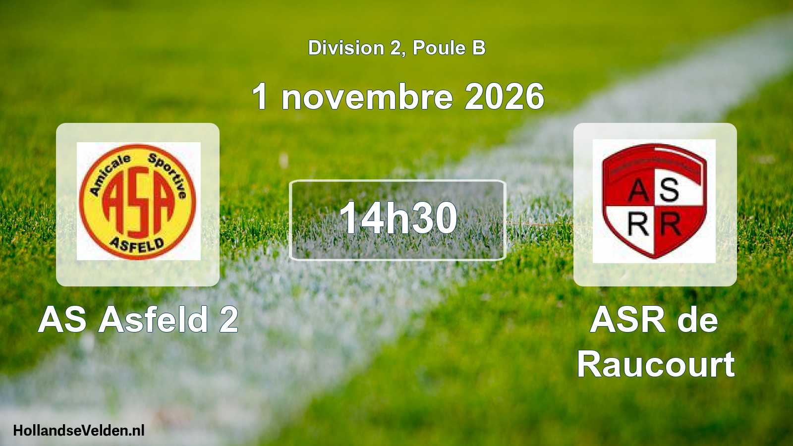 Geplande wedstrijd: AS Asfeld 2 - ASR de Raucourt (1 november 2026)