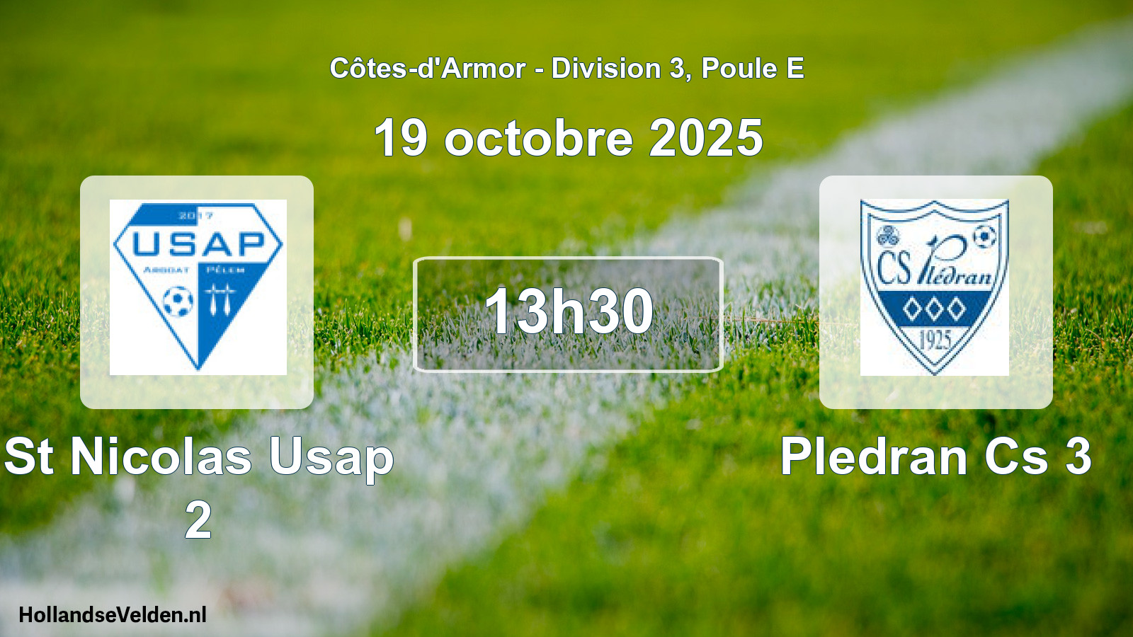 Scheduled Match: St Nicolas Usap 2 - Pledran Cs 3 (19 October 2025)