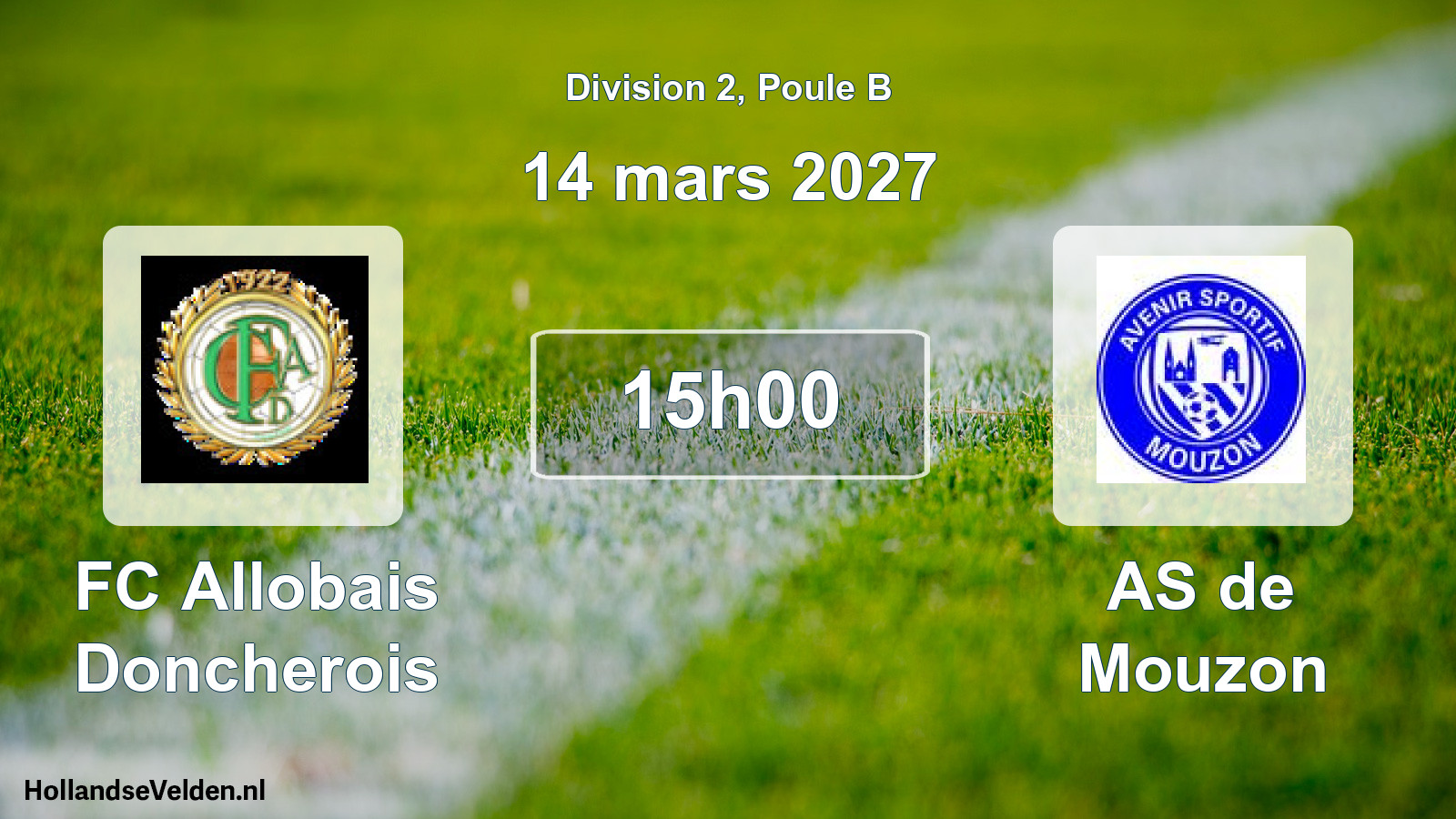 Match programmé: FC Allobais Doncherois - AS de Mouzon (14 mars 2027)