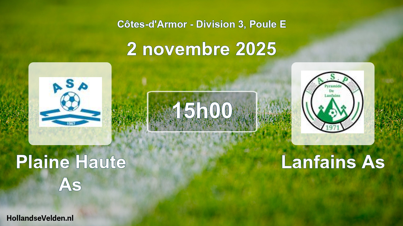Geplande wedstrijd: Plaine Haute As - Lanfains As (2 novembre 2025)