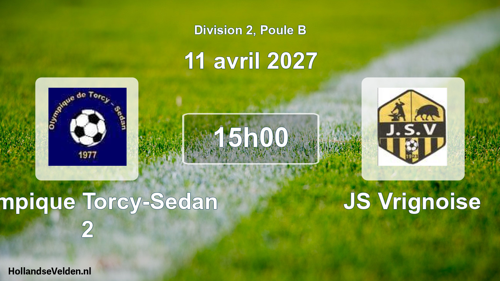 Match programmé: Olympique Torcy-Sedan 2 - JS Vrignoise (11 avril 2027)