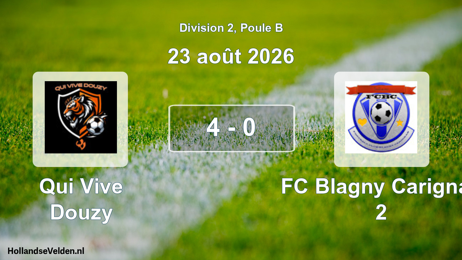 Match joué: Qui Vive Douzy - FC Blagny Carignan 2 4 - 0 (23 août 2026)