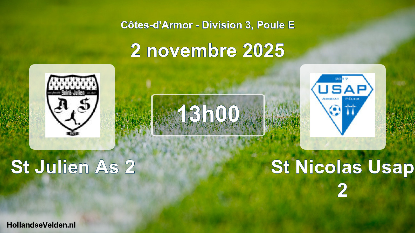 Geplande wedstrijd: St Julien As 2 - St Nicolas Usap 2 (2 november 2025)