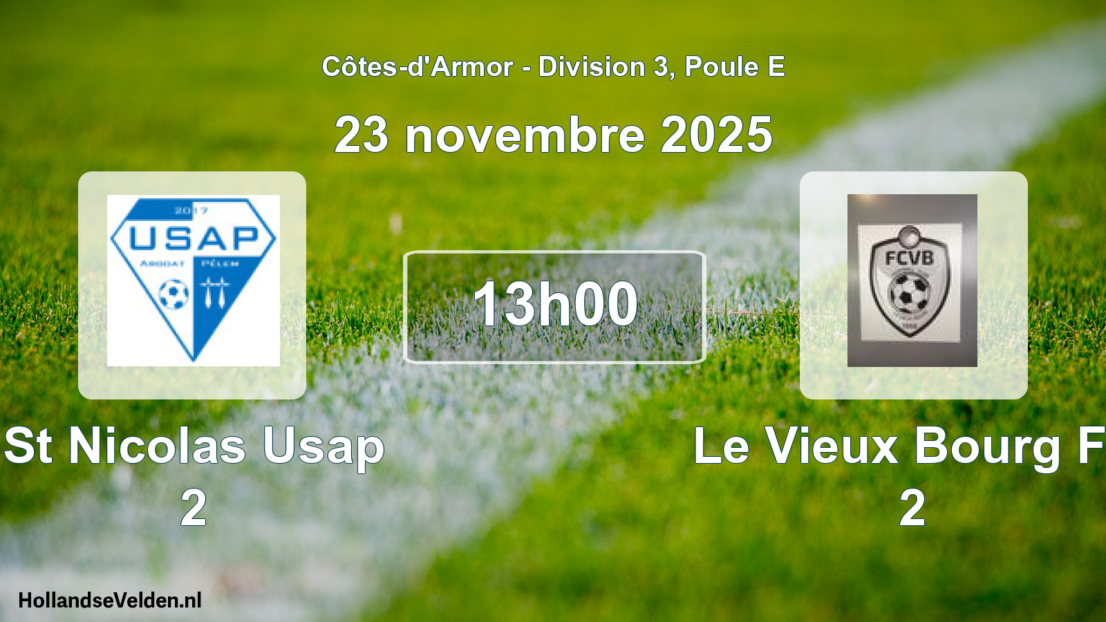 Geplande wedstrijd: St Nicolas Usap 2 - Le Vieux Bourg Fc 2 (23 november 2025)