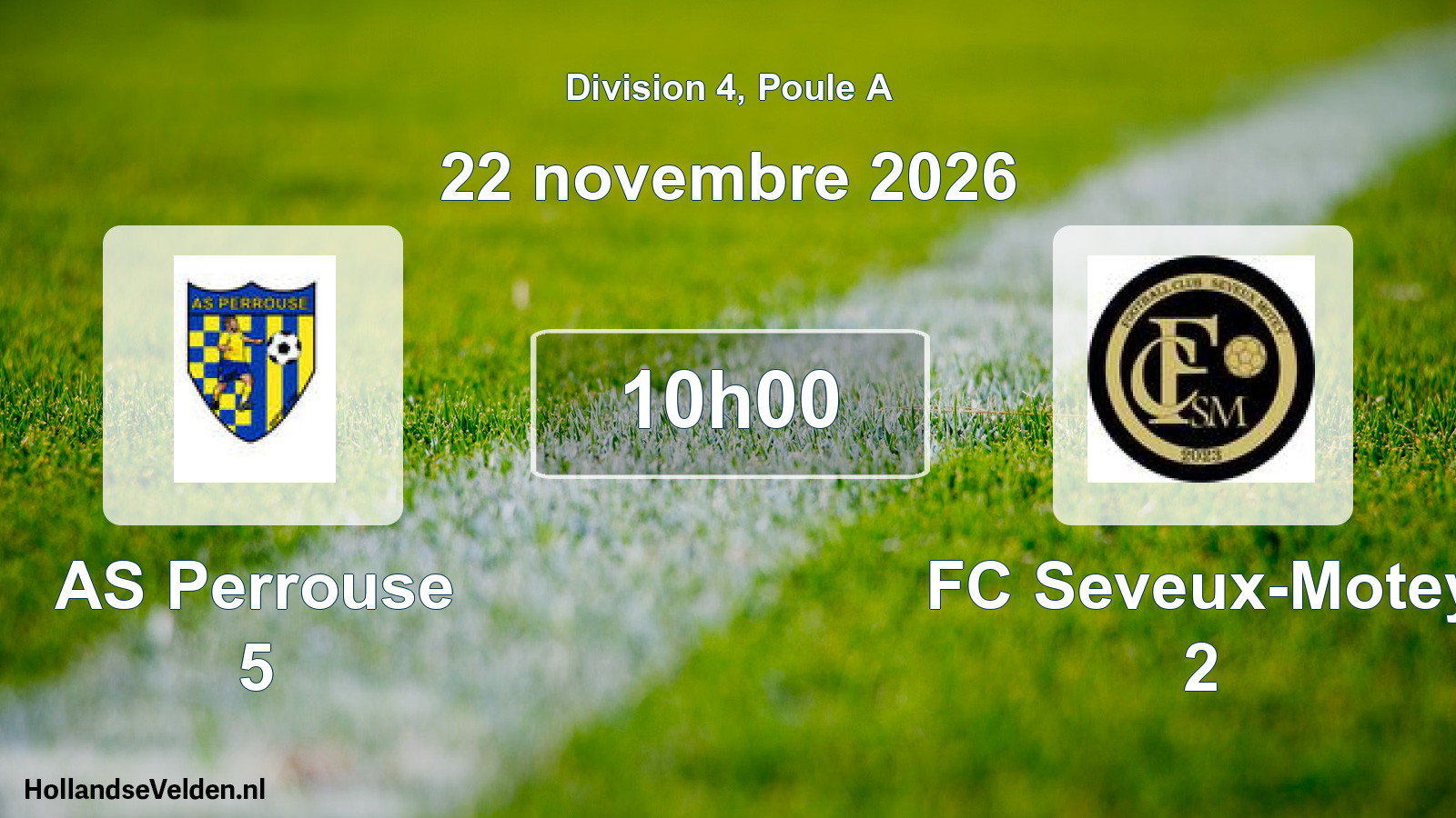 Match programmé: AS Perrouse 5 - FC Seveux-Motey 2 (22 novembre 2026)